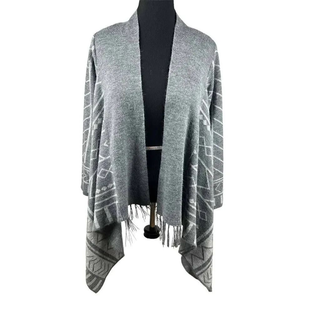 Tejidos waska Aztec boho open gray beautiful cardigan medium